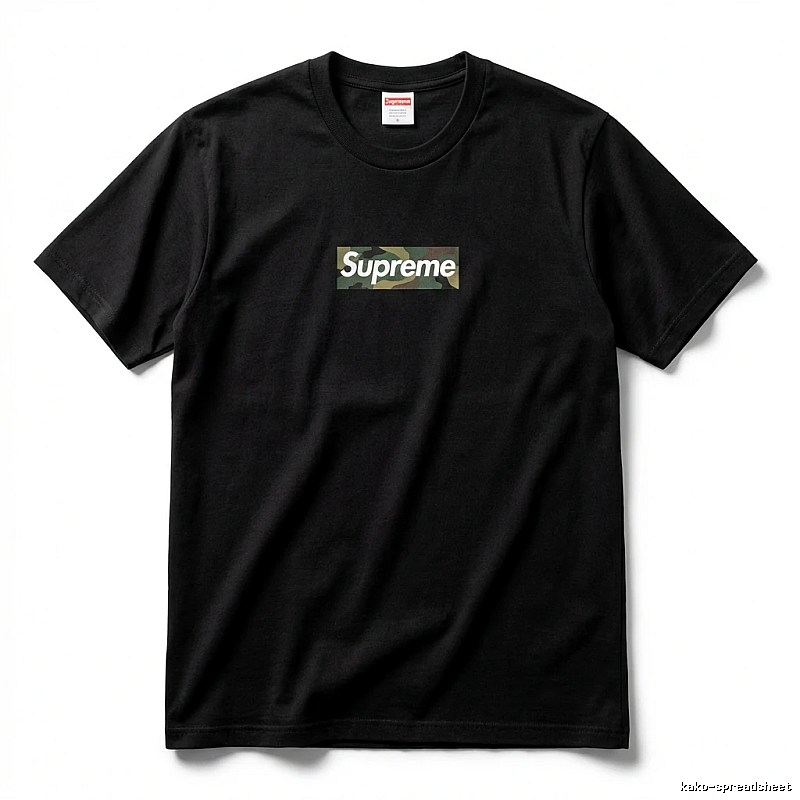 Supreme camouflage-style black T-shirt