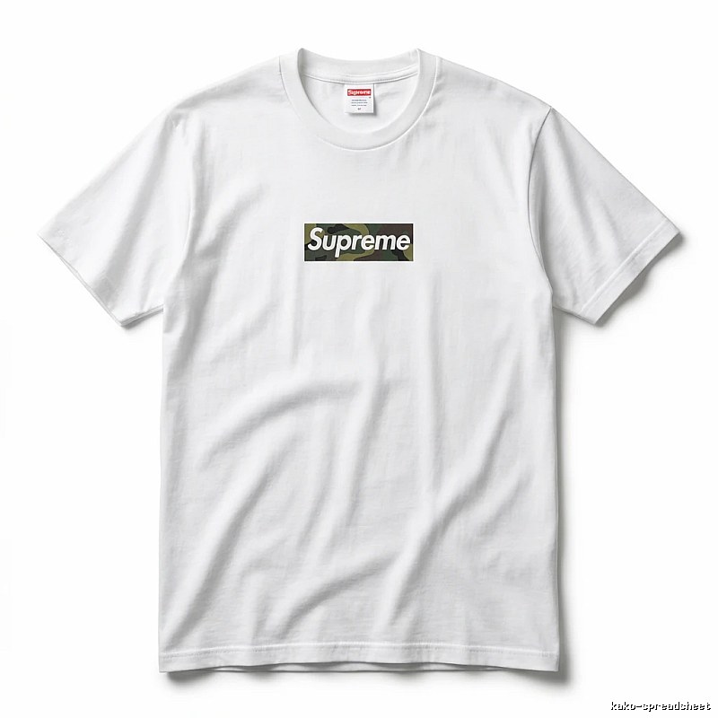 Supreme camouflage-style white T-shirt