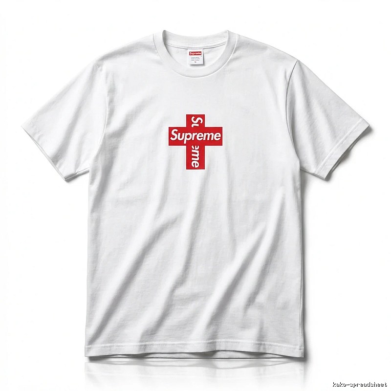Supreme Cross Trend Brand White T-shirt