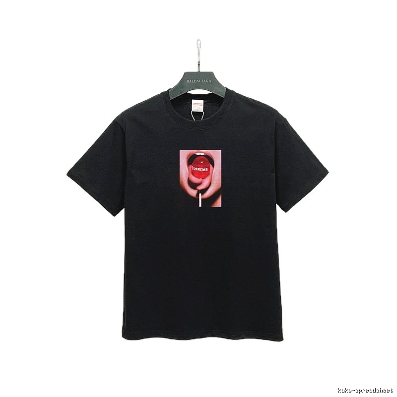 Supreme Lollipop Print Street Style Black T-Shirt