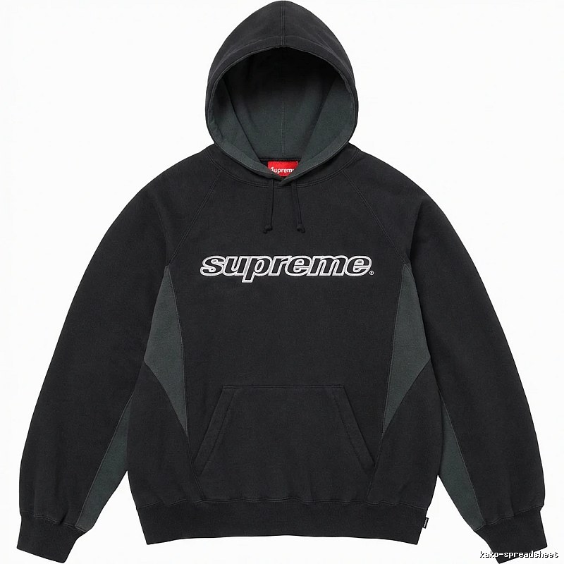 Supreme patchwork-style black hoodie