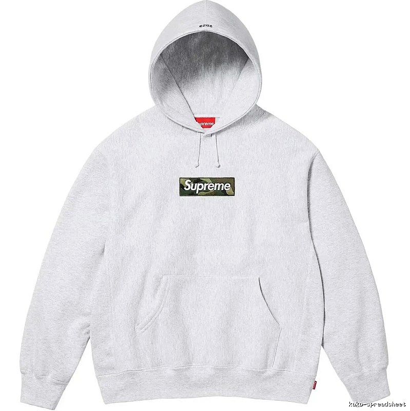 Supreme Patterned Logo hoodie Gray Red Oversized with Polished Detail