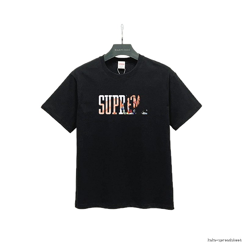 Supreme Portrait Print Street Style Black T-Shirt