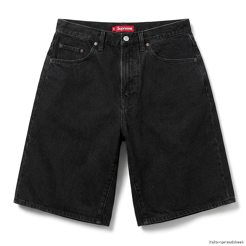 Supreme retro-style black denim shorts