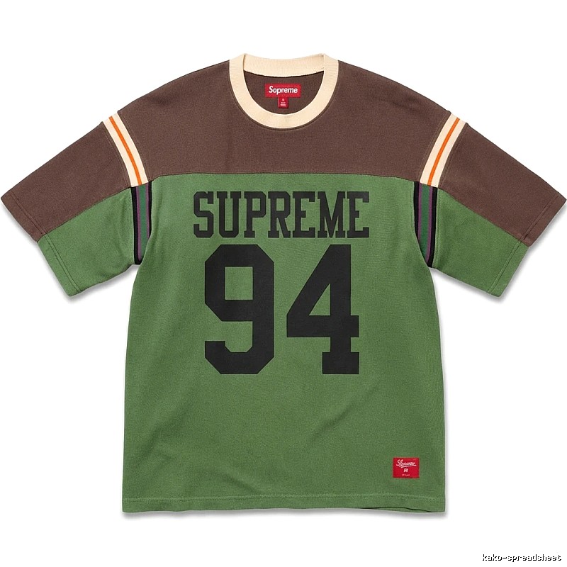 Supreme retro-style green and brown color-blocking T-shirt