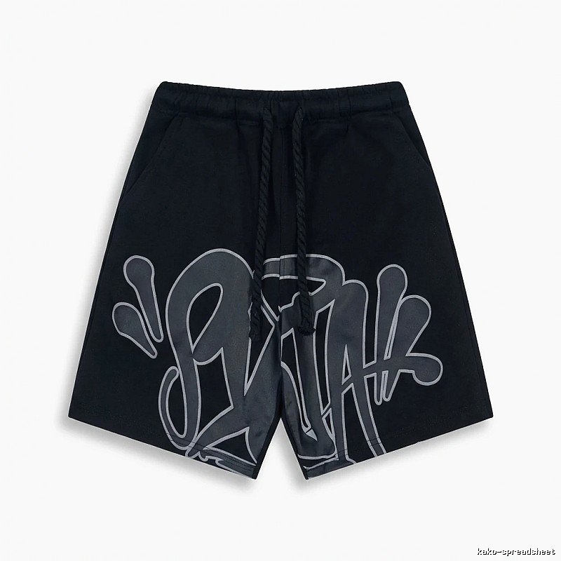 SynaWorld Graffiti-style Black Shorts