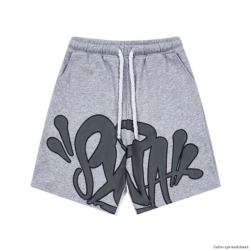SynaWorld graffiti-style gray shorts