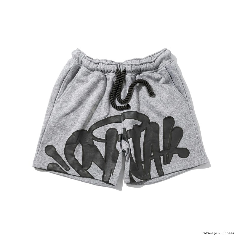 SynaWorld graffiti-style gray shorts