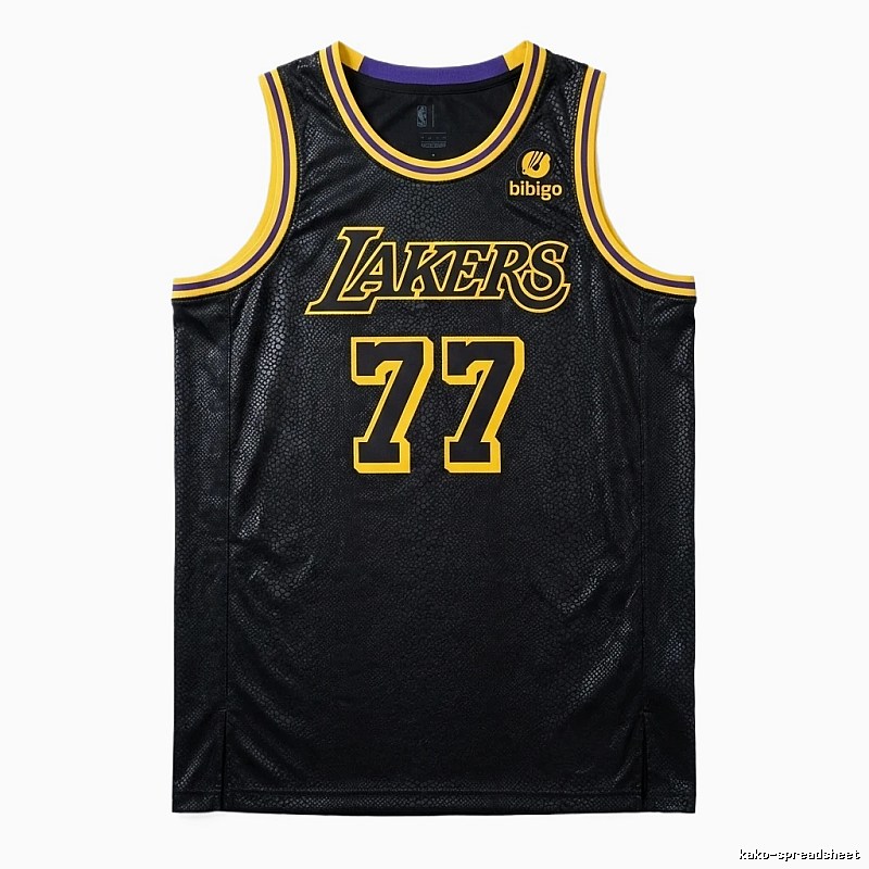 The No. 77 black jersey of the Los Angeles Lakers.