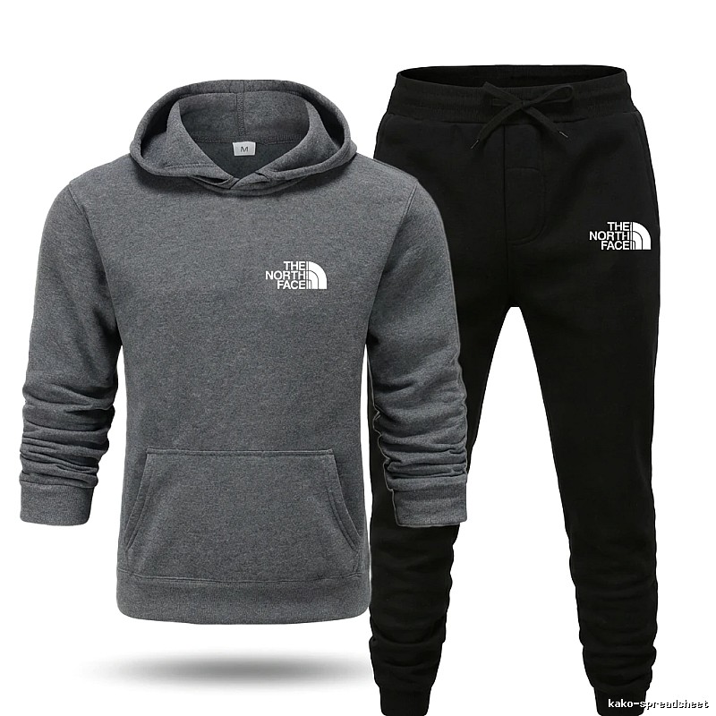 The North Face Simple Gray and Black Sportswear Set