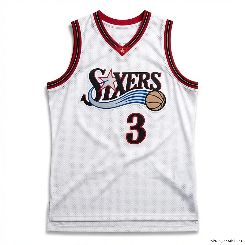 The white basketball uniform of Allen Iverson of the Philadelphia 76ers.