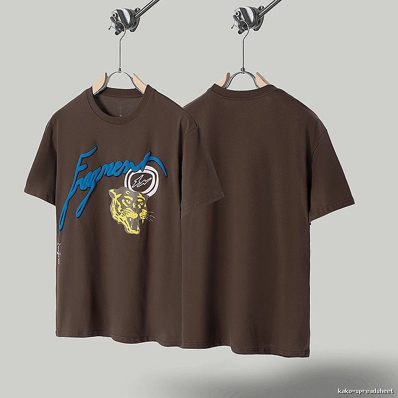 Travis Scott Co-branded Street-style Brown Short-sleeve T-Shirt