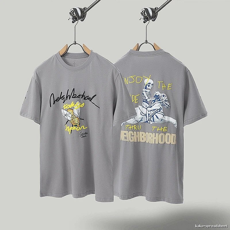 Travis Scott Co-branded Street Style Gray Short-sleeve T-shirt