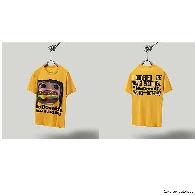 Travis Scott x McDonald's Co-branded Street Style Yellow T-Shirt