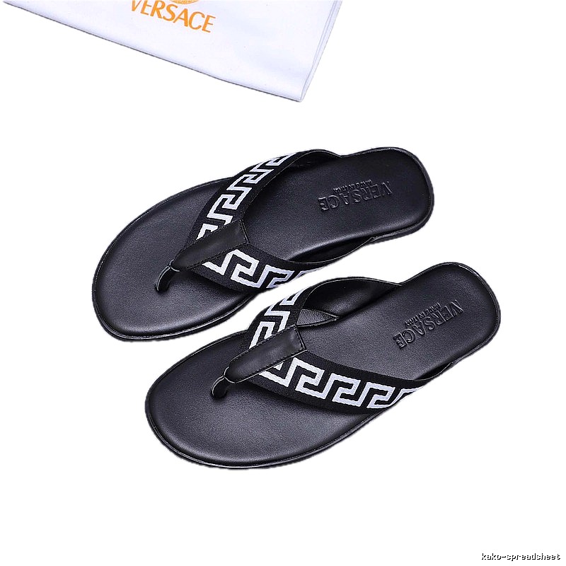 Versace Greek Key Trendy Style Black Flip-Flops
