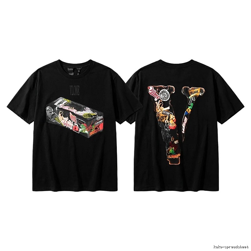 Vlone Graffiti Trendy Style Black T-shirt