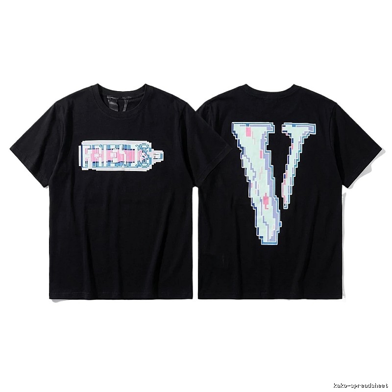 Vlone pixel - style black T - shirt