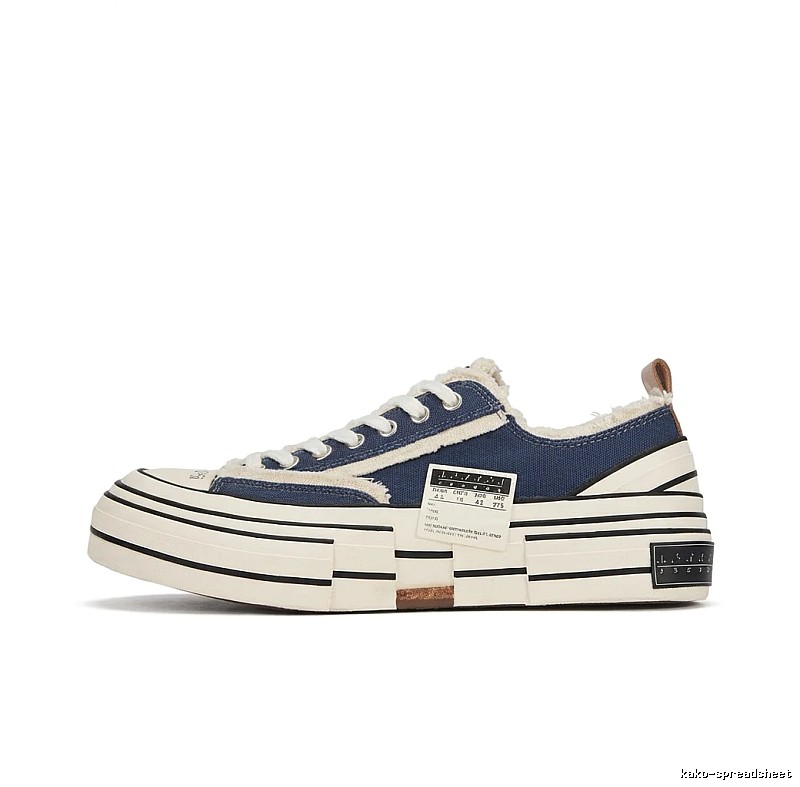 Xvessel Vulcanized Retro Style Blue and White Shoes