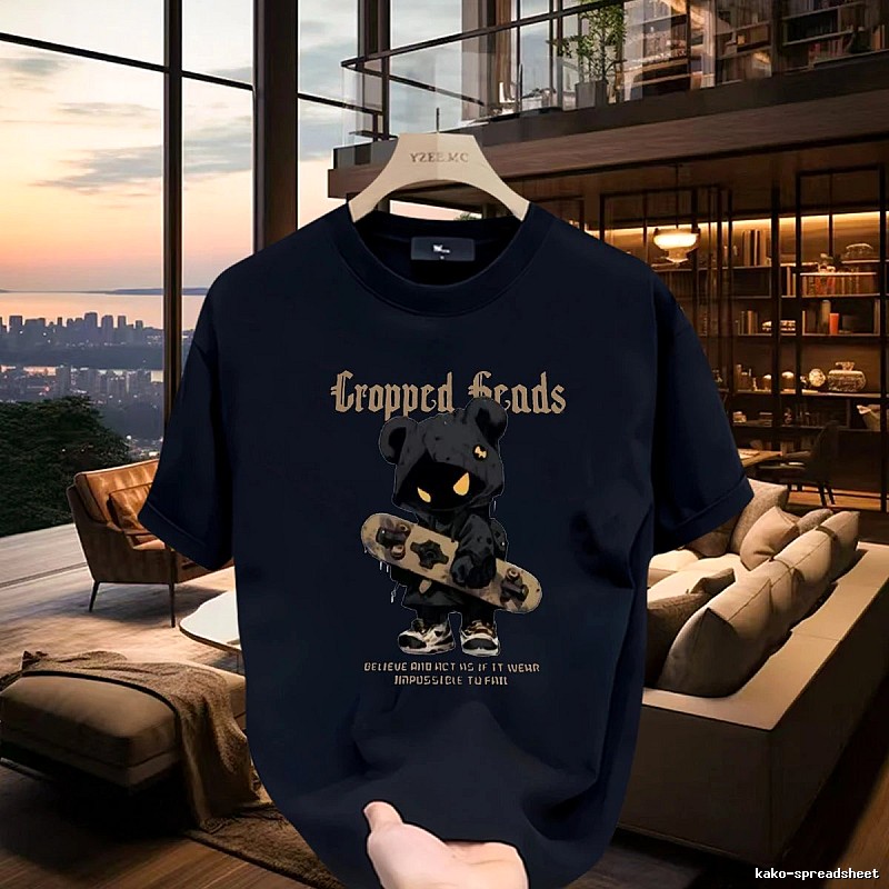 YZEEMC Trendy & Cool Skateboard Bear Navy T-shirt